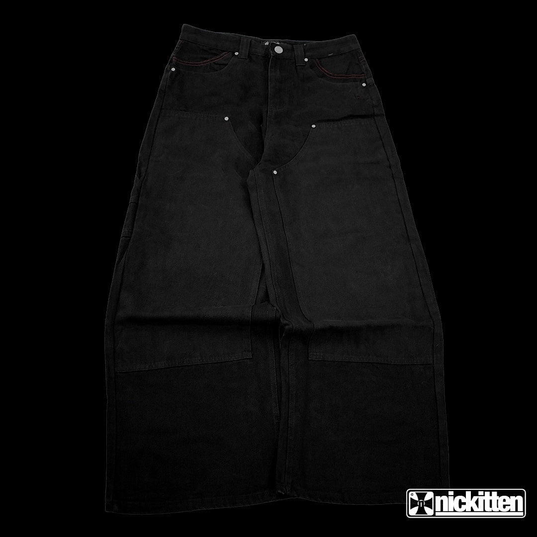 black splitter jeans