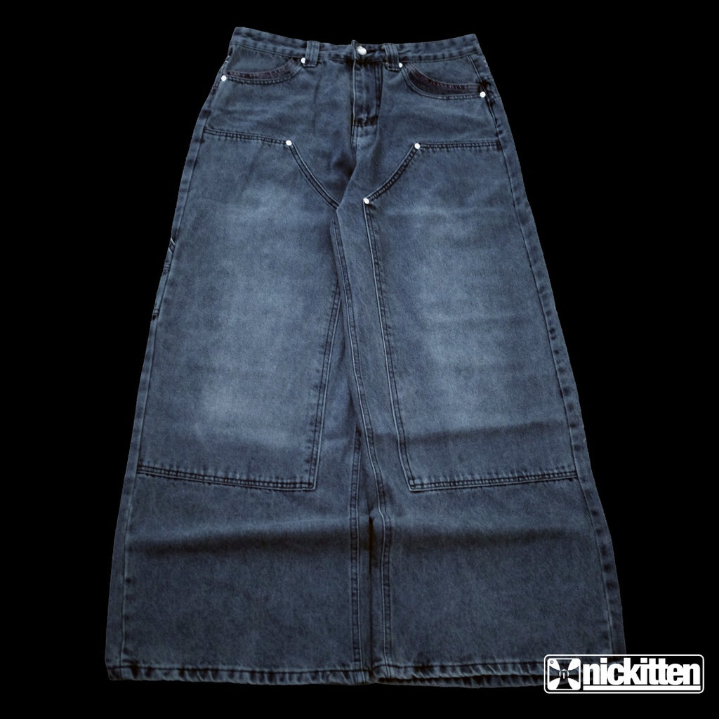 blue splitter jeans