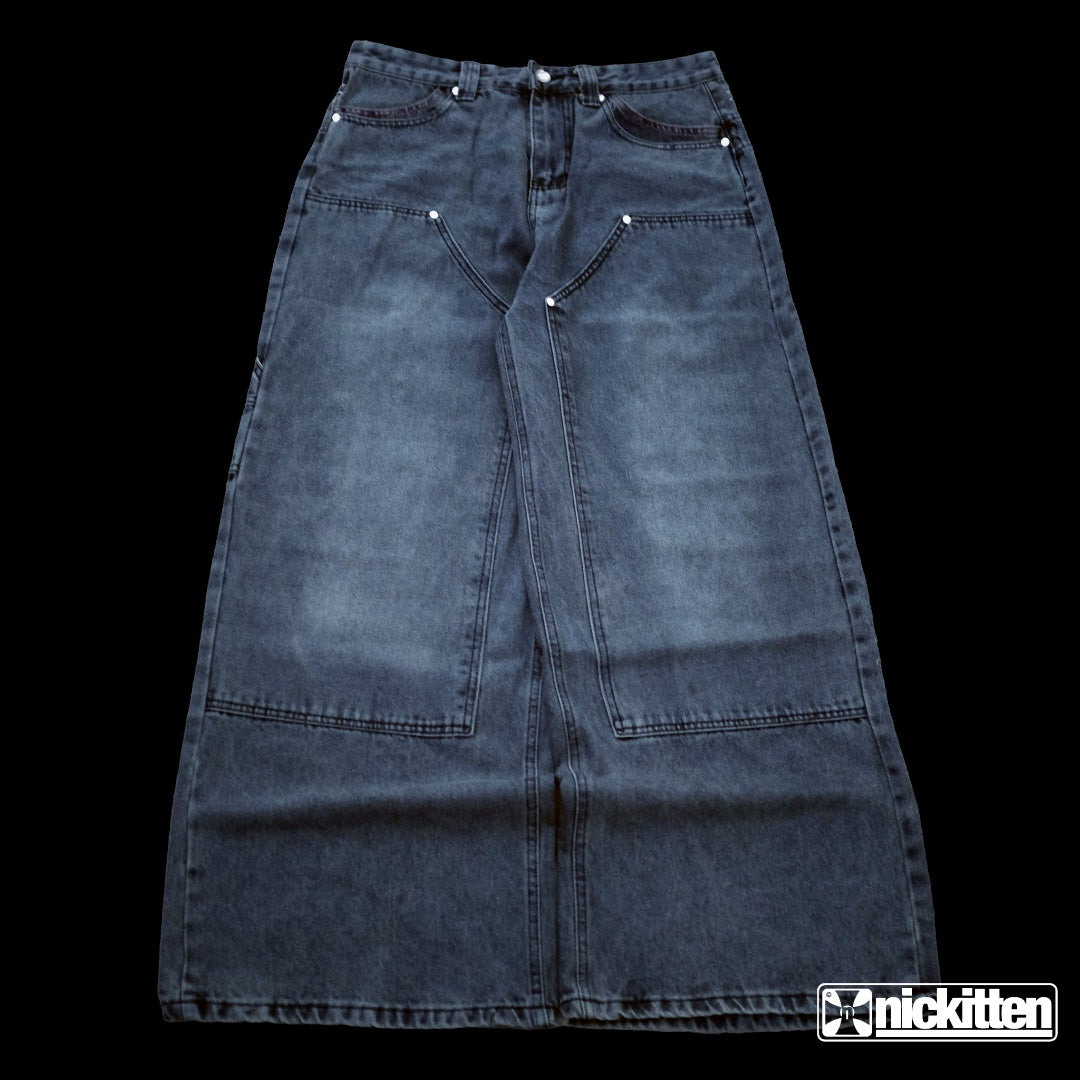 blue splitter jeans