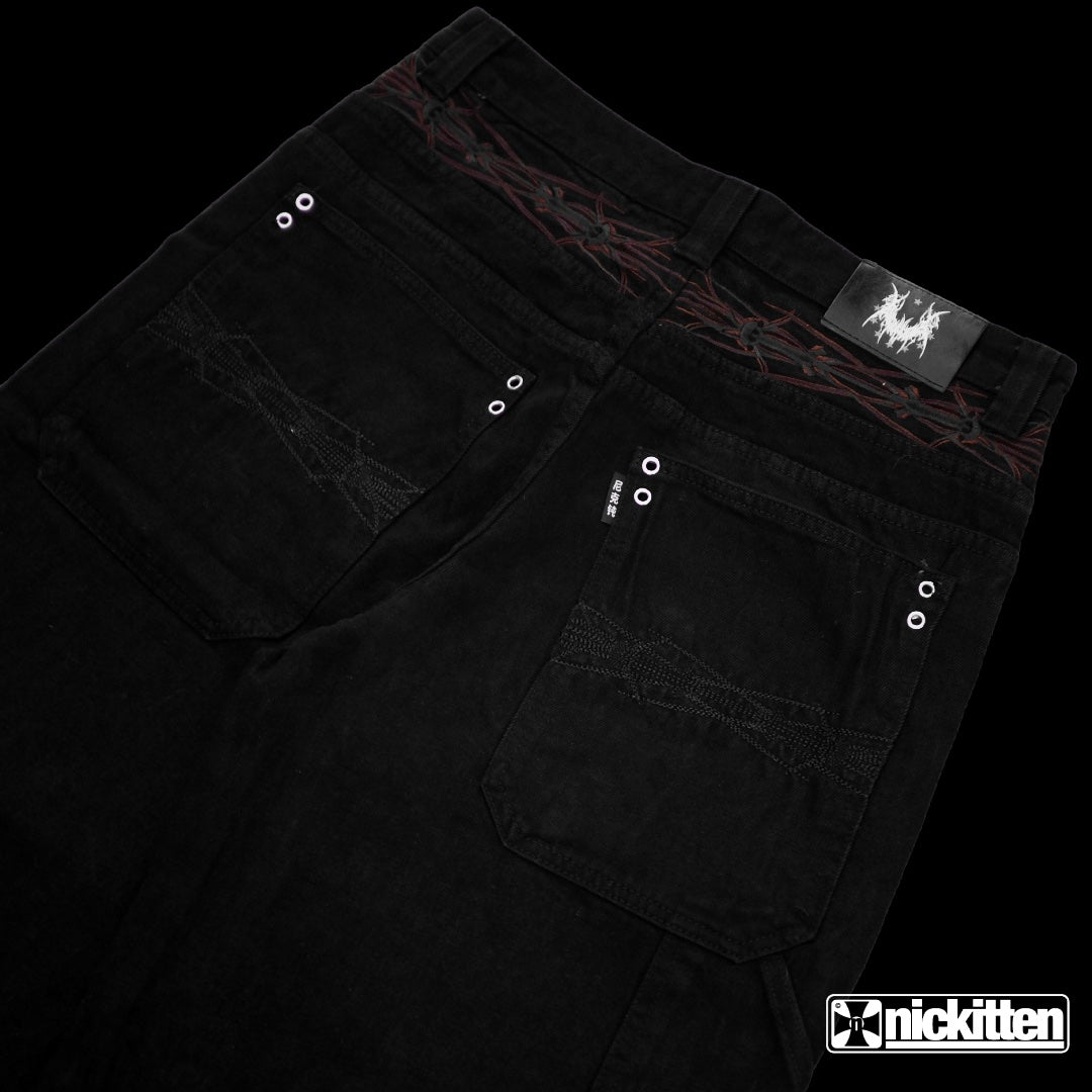 black splitter jeans