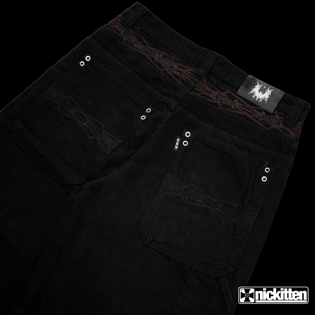 black splitter jeans