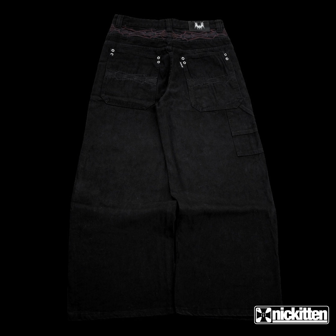 black splitter jeans